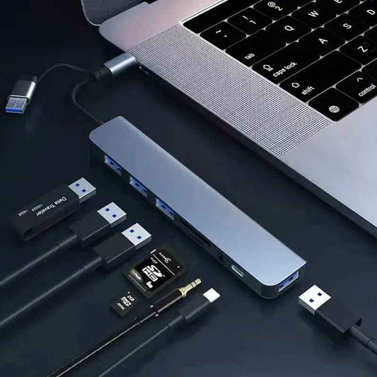 8 in 2 USB +Type C HUB Docking Station with 3.5mm Audio Jack Adapter Micro SD Card Reader Laptop Tablet Phone Disk Converter - EHUBSHOP